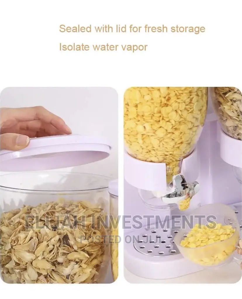 Cereal Dispenser Double Size Dry Food Kitchen Storage