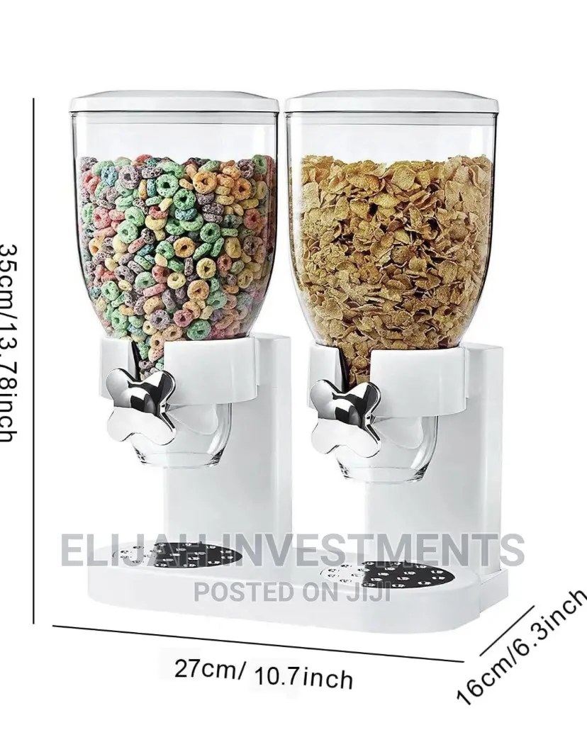Cereal Dispenser Double Size Dry Food Kitchen Storage