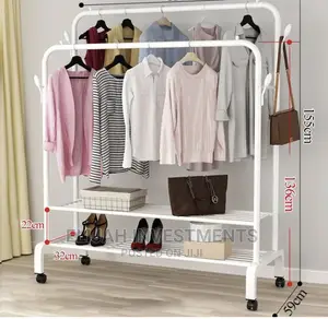 Double Pole Drying Clothes Hanger Organizer Rack