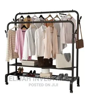 Double Pole Drying Clothes Hanger Organizer Rack