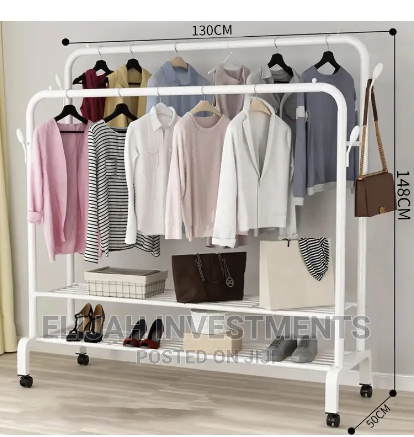 Double Pole Drying Clothes Hanger Organizer Rack