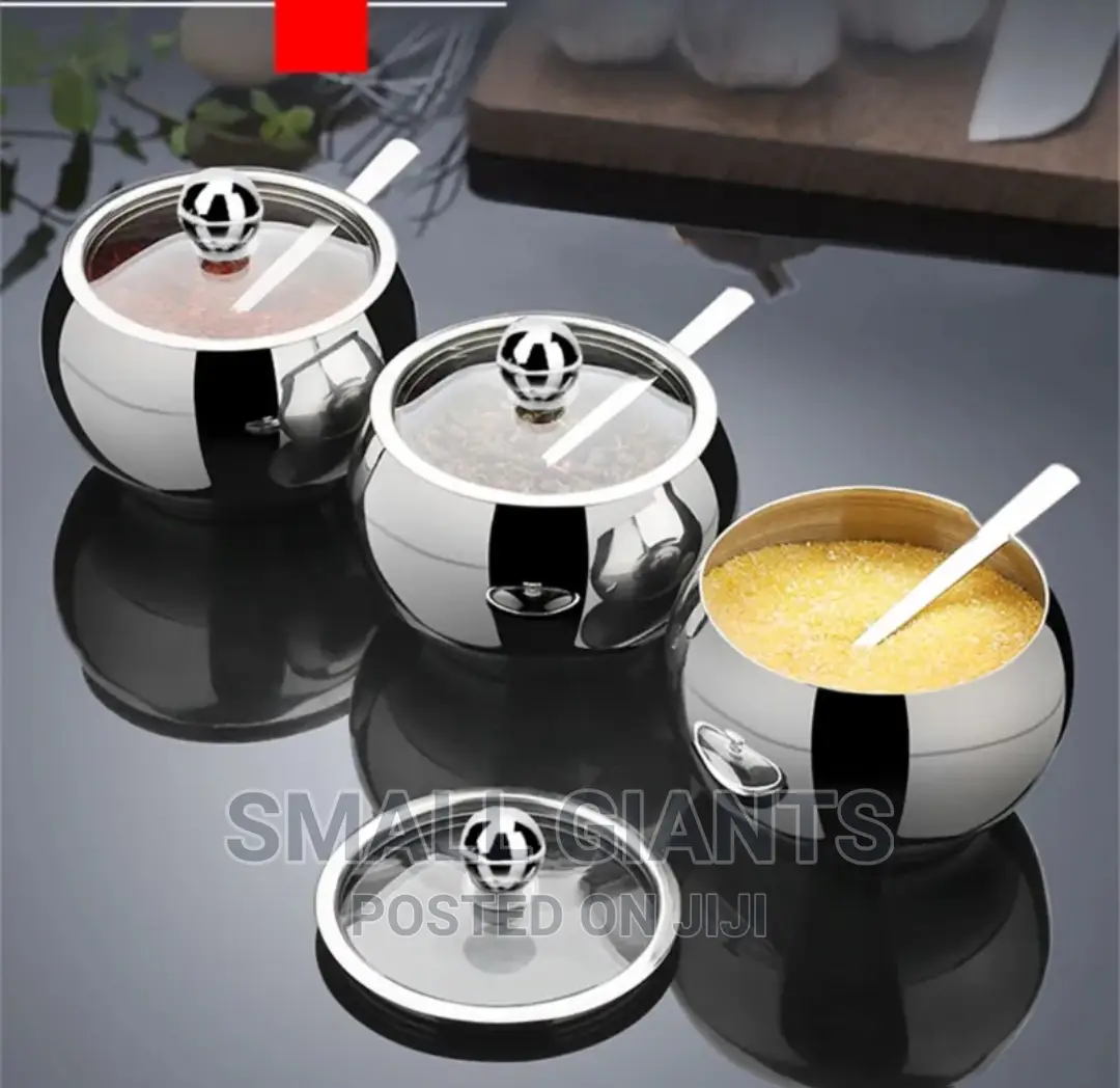 Stainless Steel Sugar Bowl With Lid and Spoon