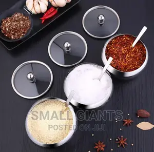 Stainless Steel Sugar Bowl With Lid and Spoon