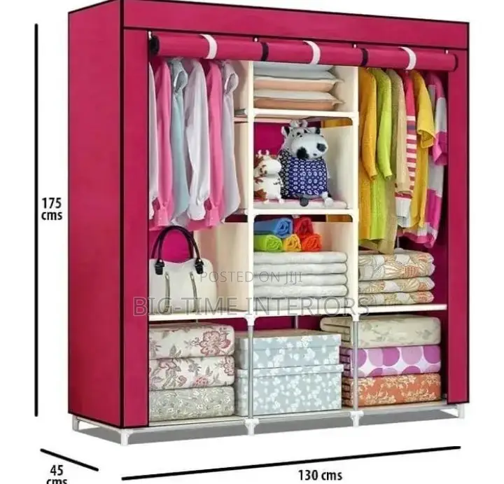 3 Column Wood and Clothe Closet- Maroon