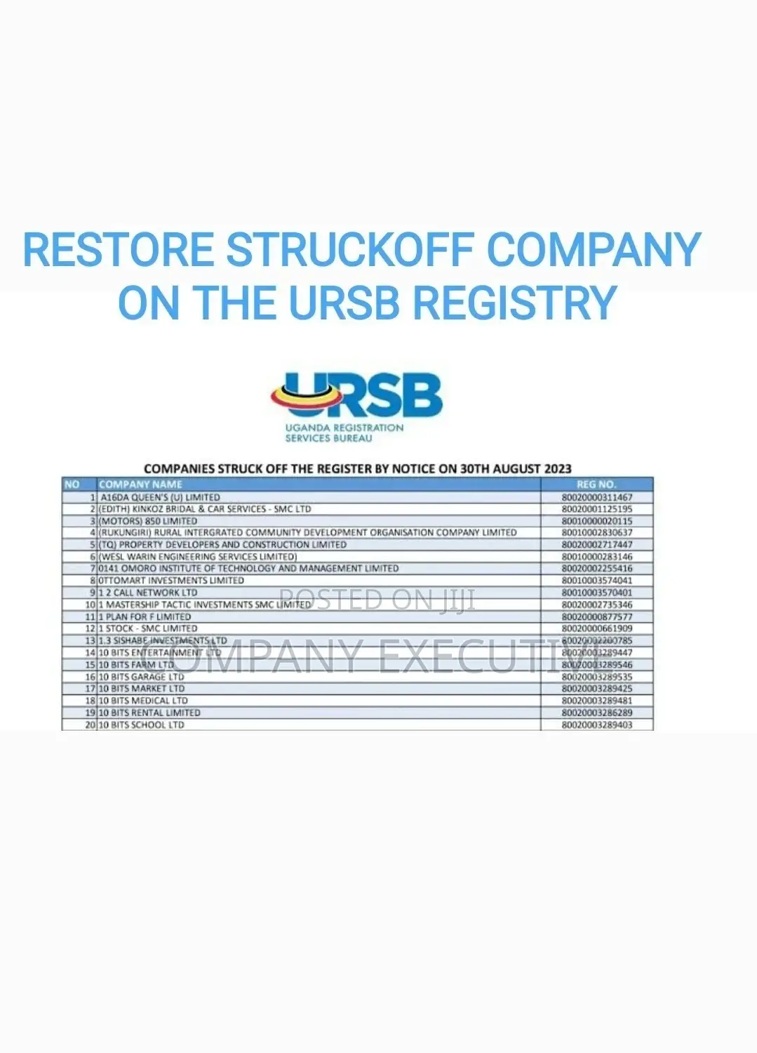 Form1: Restore Struckoff Company on Ursb Register