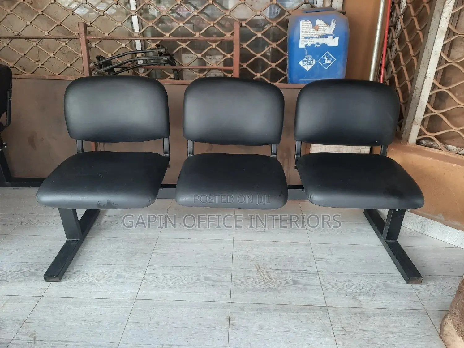 3 Seater Leathered Waiting Chair