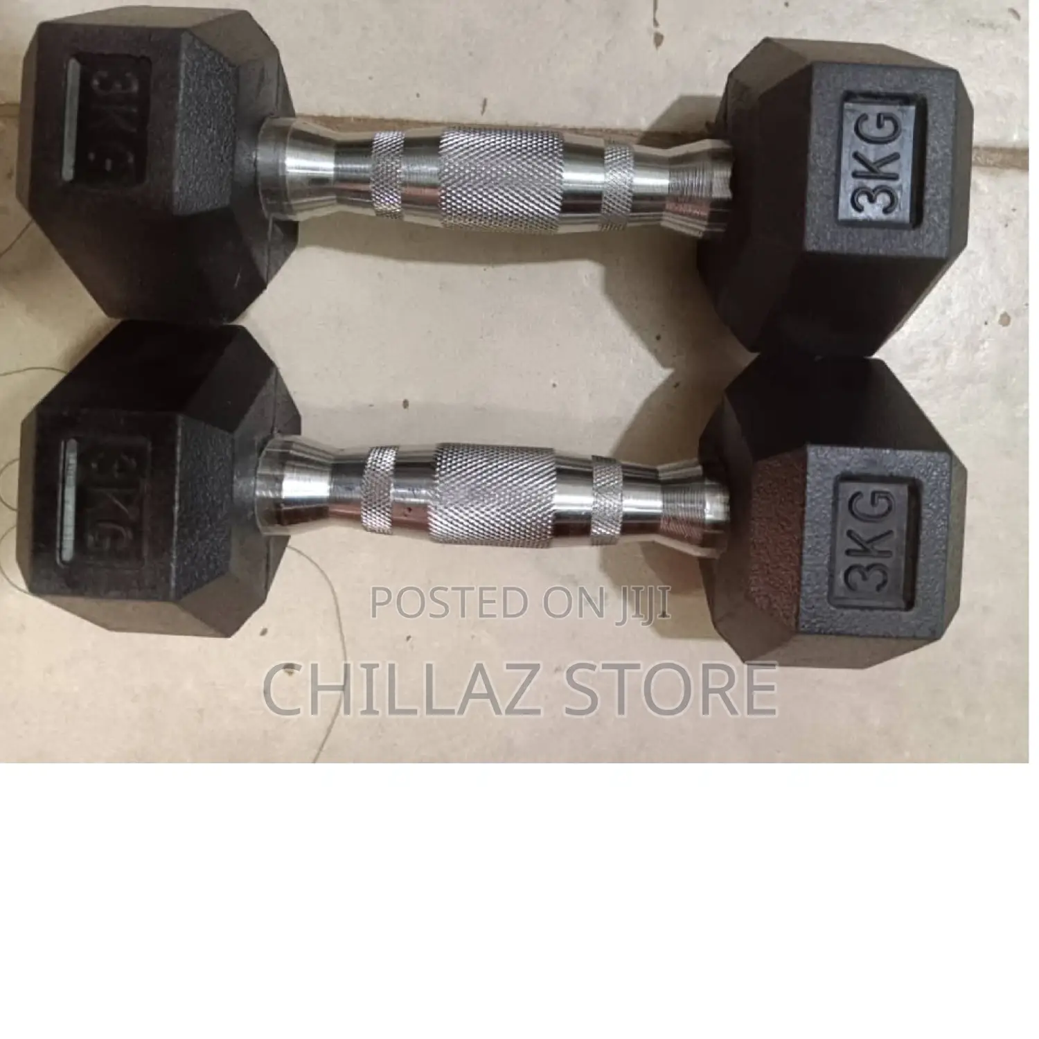 3kg Black Dumbbells.