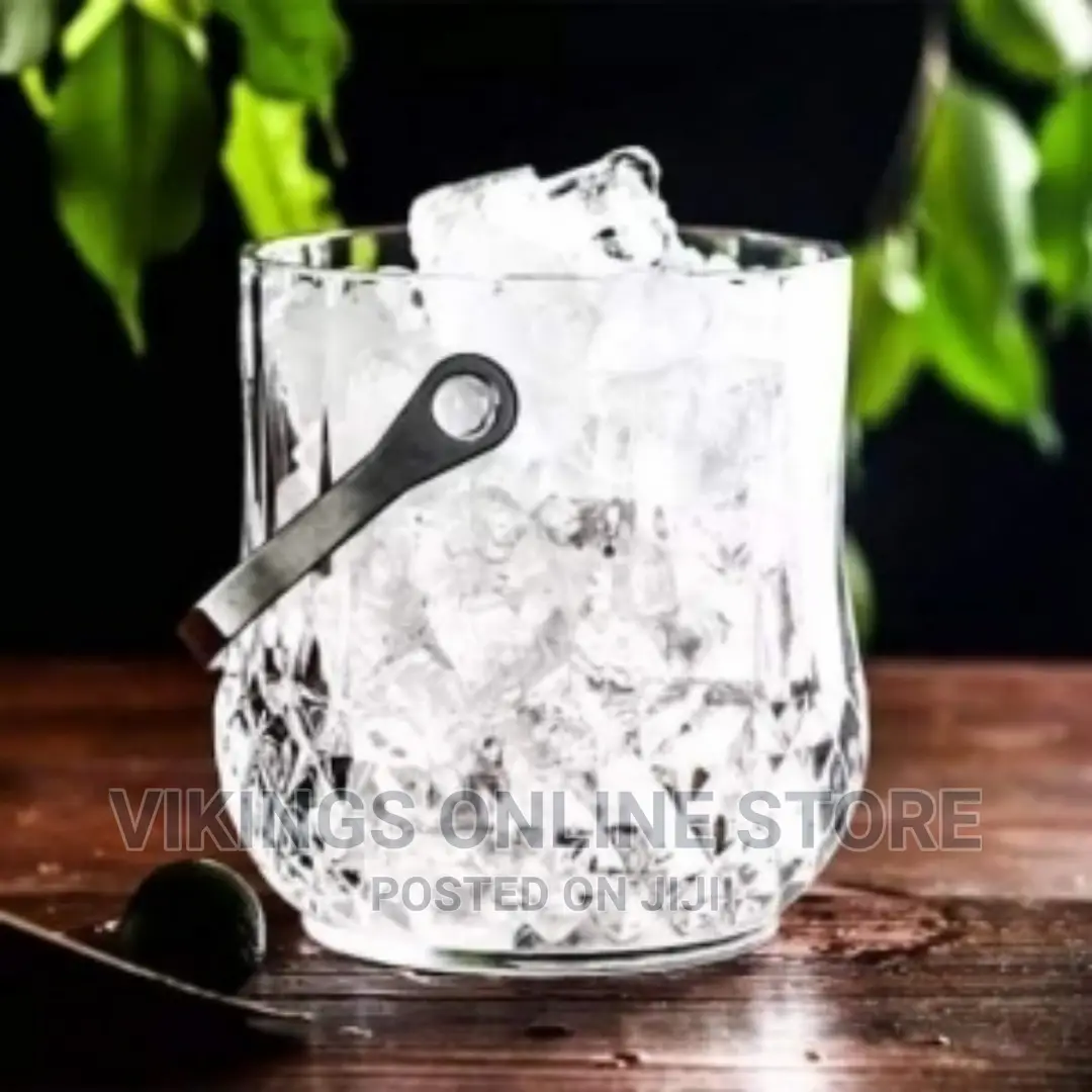 Ice Bucket With Tongs Glass Crystal Beverage Tub