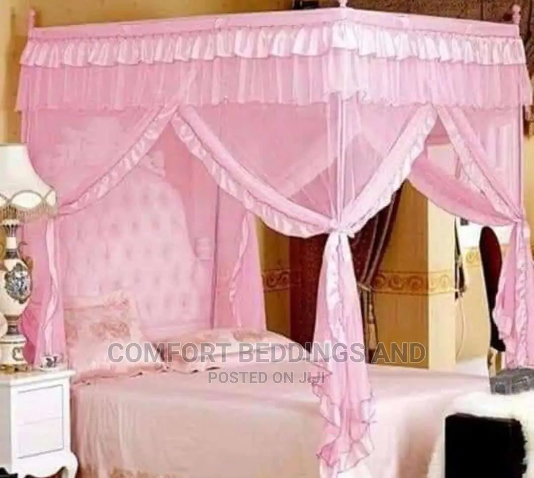 Metallic Stands Mosquito Net Pink