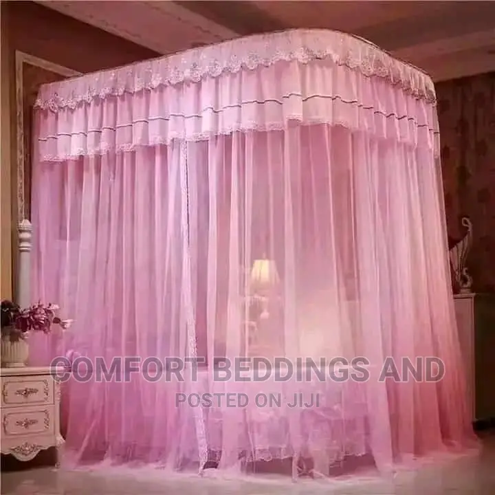 Two Stand Rail Mosquito Net Pink 5*6, 6*6