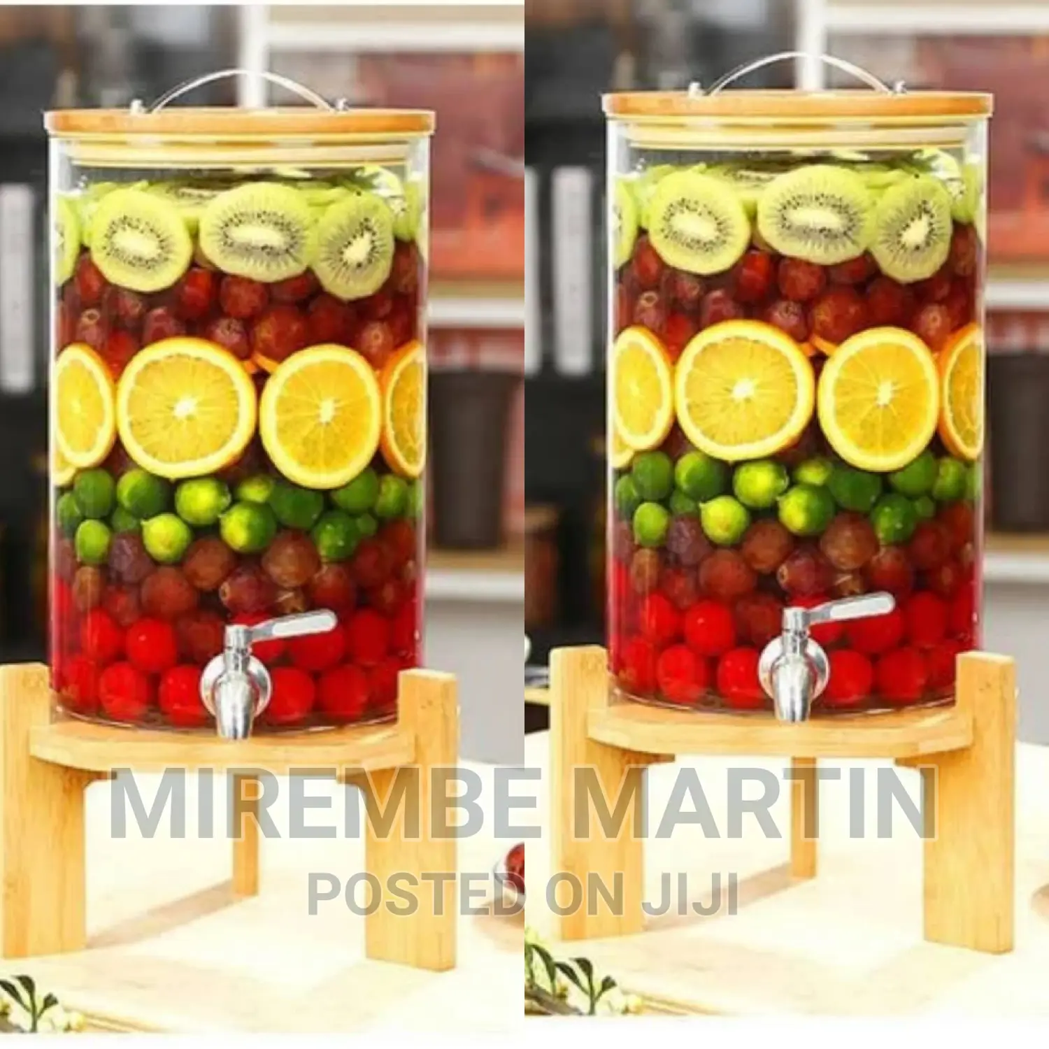Portable Juice Dispenser With Wooden Stand