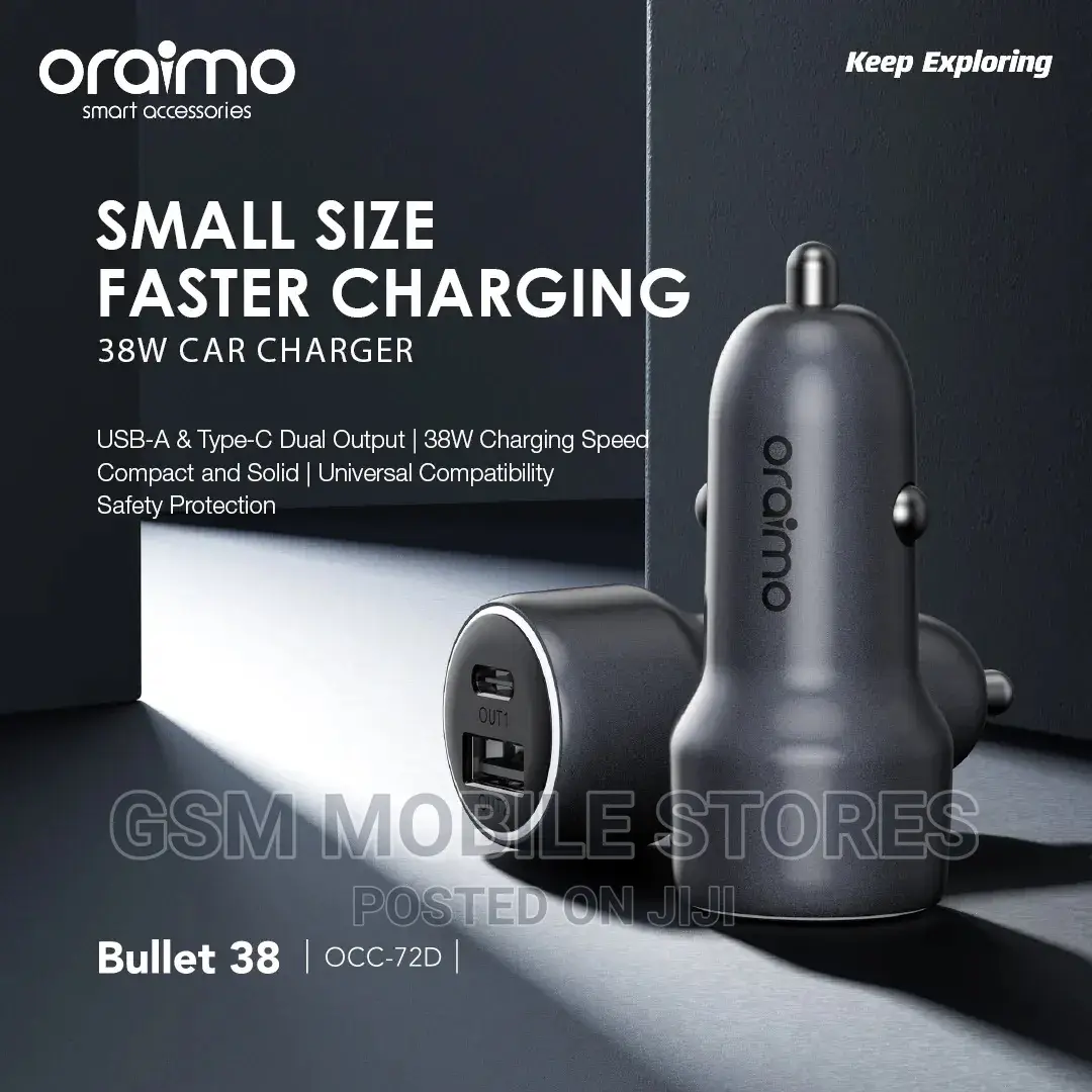 Oraimo Bullet 38 38W Fast Charging Compact Safe Car Charger