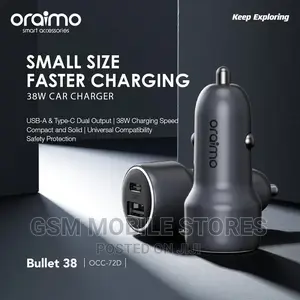Oraimo Bullet 38 38W Fast Charging Compact Safe Car Charger
