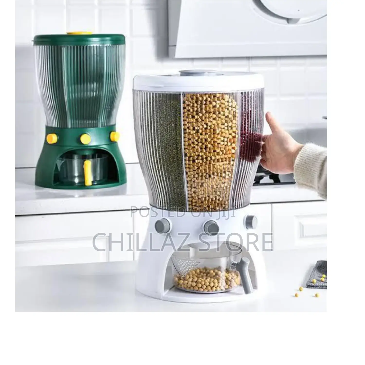 Multifunctional Rotating Cereal Food Storage Container.