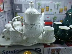 Coffee Set With Tray Cups and Teapot