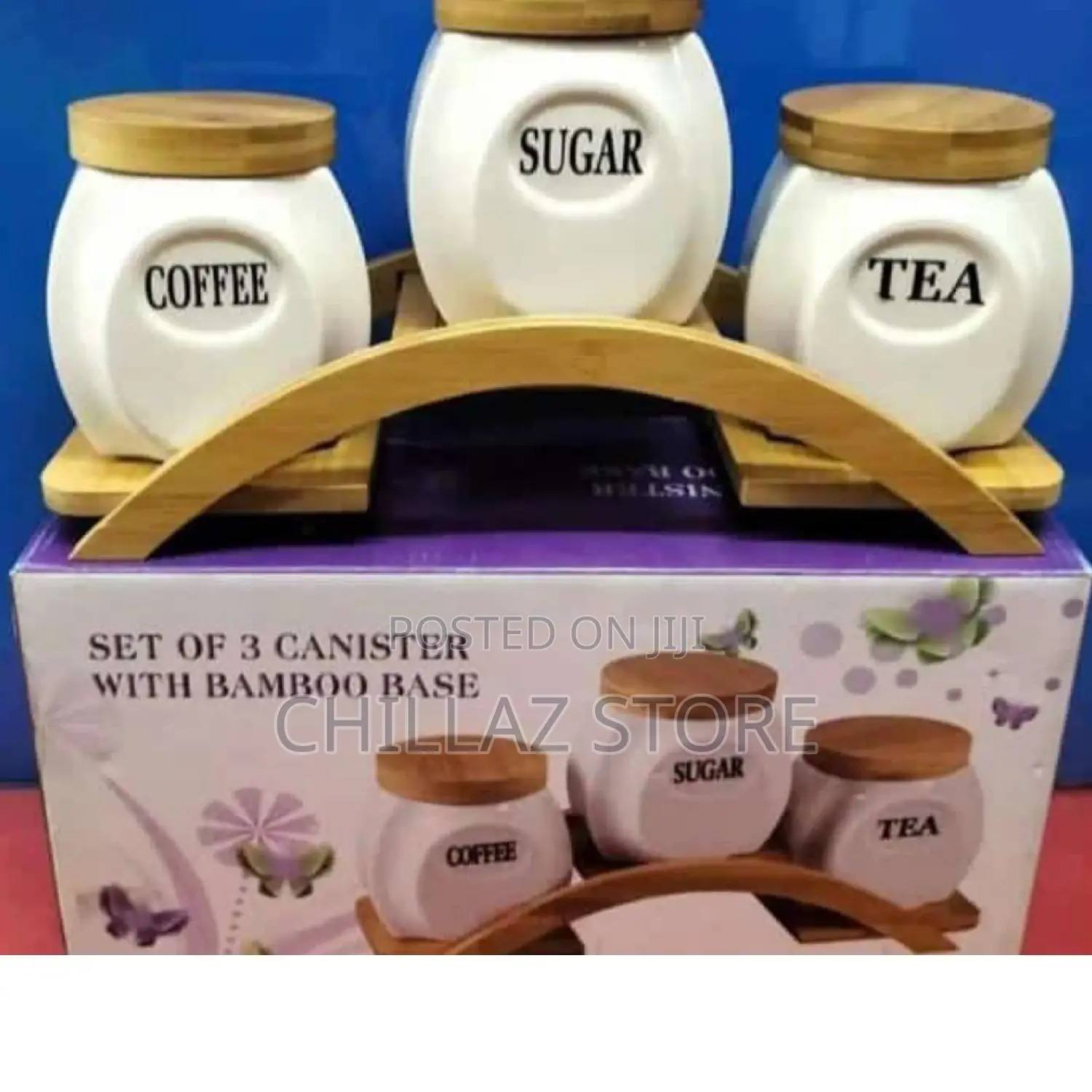 3pcs of Canisters With Bamboo Base.