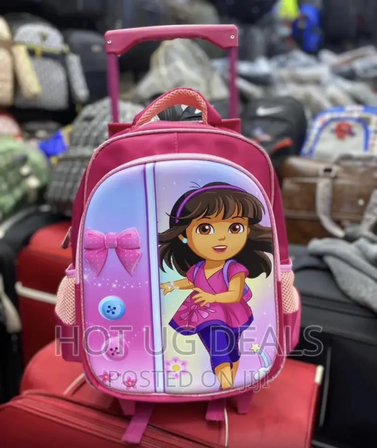 Kids School Bag With Trolley - Pink