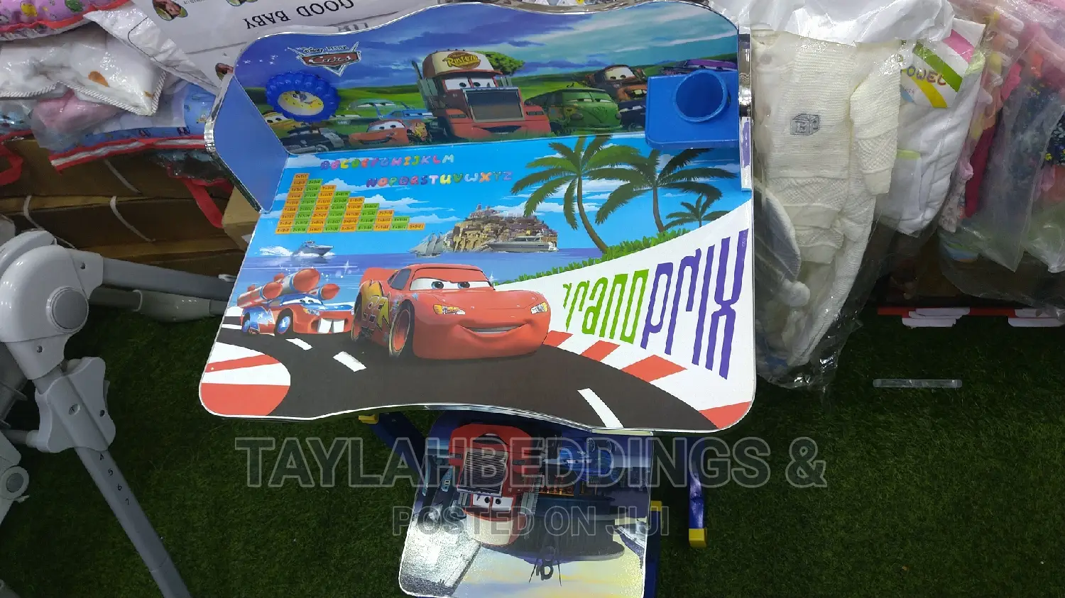 Kids Character Study Desk Set Adjustable Table Chair-Cars