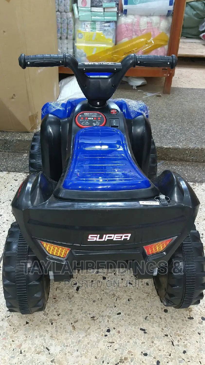 Blue and Black Kids Plastic 
4 Wheel Bike
