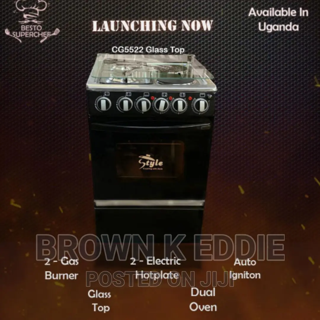 2-Gas / 2 - Electric
Glass
Top
Dual
Auto Igniton
Oven