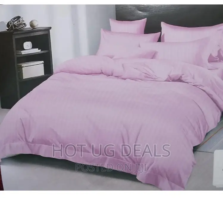 6x6 4pcs Striped Duvet With Bedsheet 2 Pillowcases- Pink