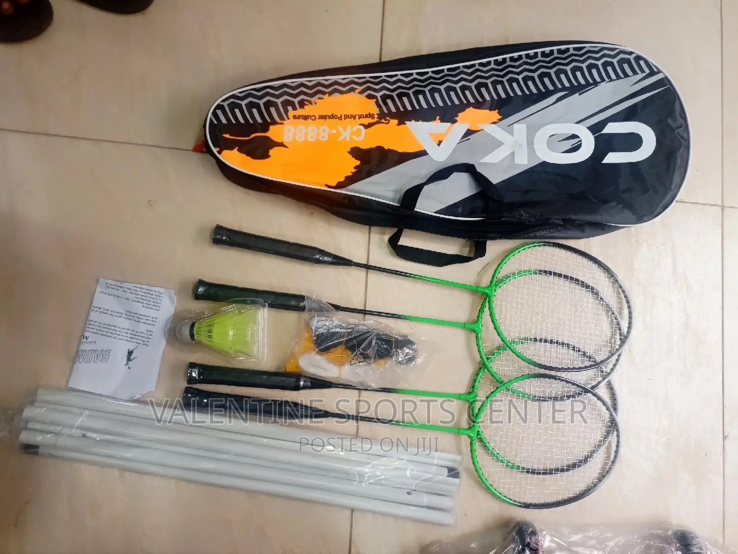 Badminton Racket Coka 4 Players, Net, Shattle, 3pics, Stand