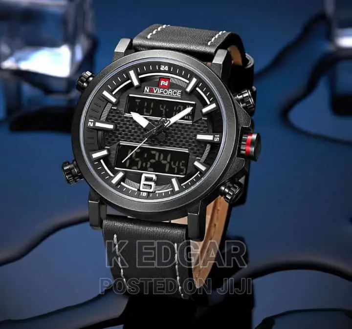 Black Leather Strap Naviforce Watch