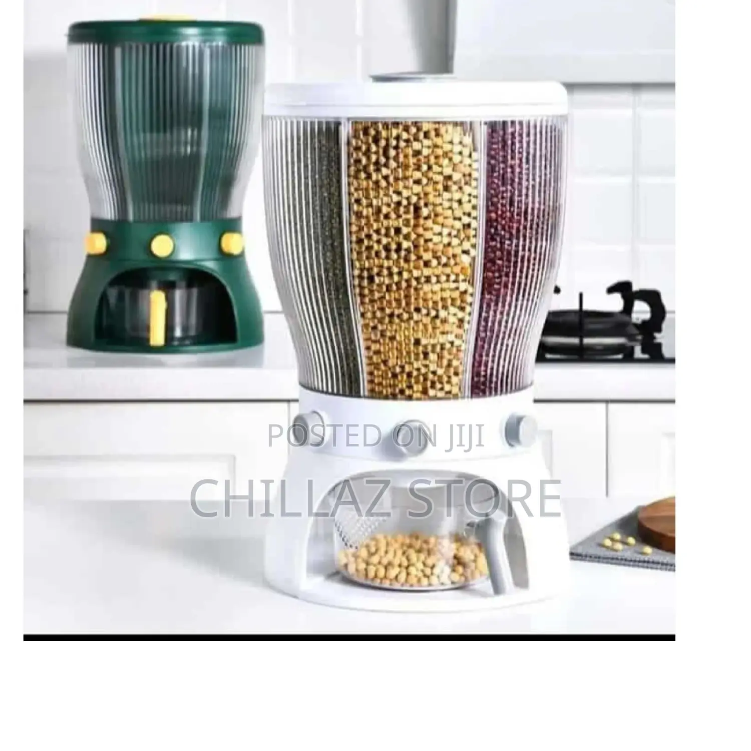 Multifunctional Rotating Cereal Food Storage Container.