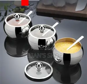 Stainless Steel Sugar Bowl With Lid And Spoon
