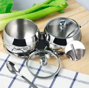 Stainless Steel Sugar Bowl With Lid And Spoon