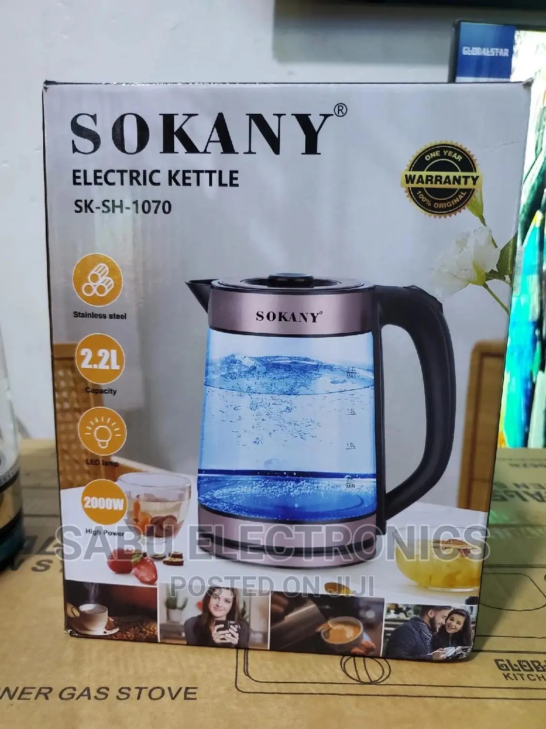 Electric Glass Kettle Sokany 2.2L