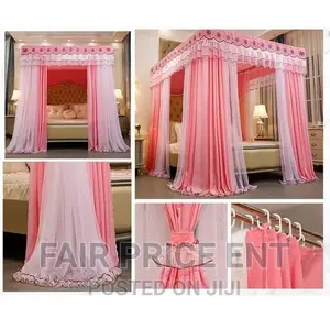 Vip Four Strong Stands Mosquito Net With Curtains.( Orange)