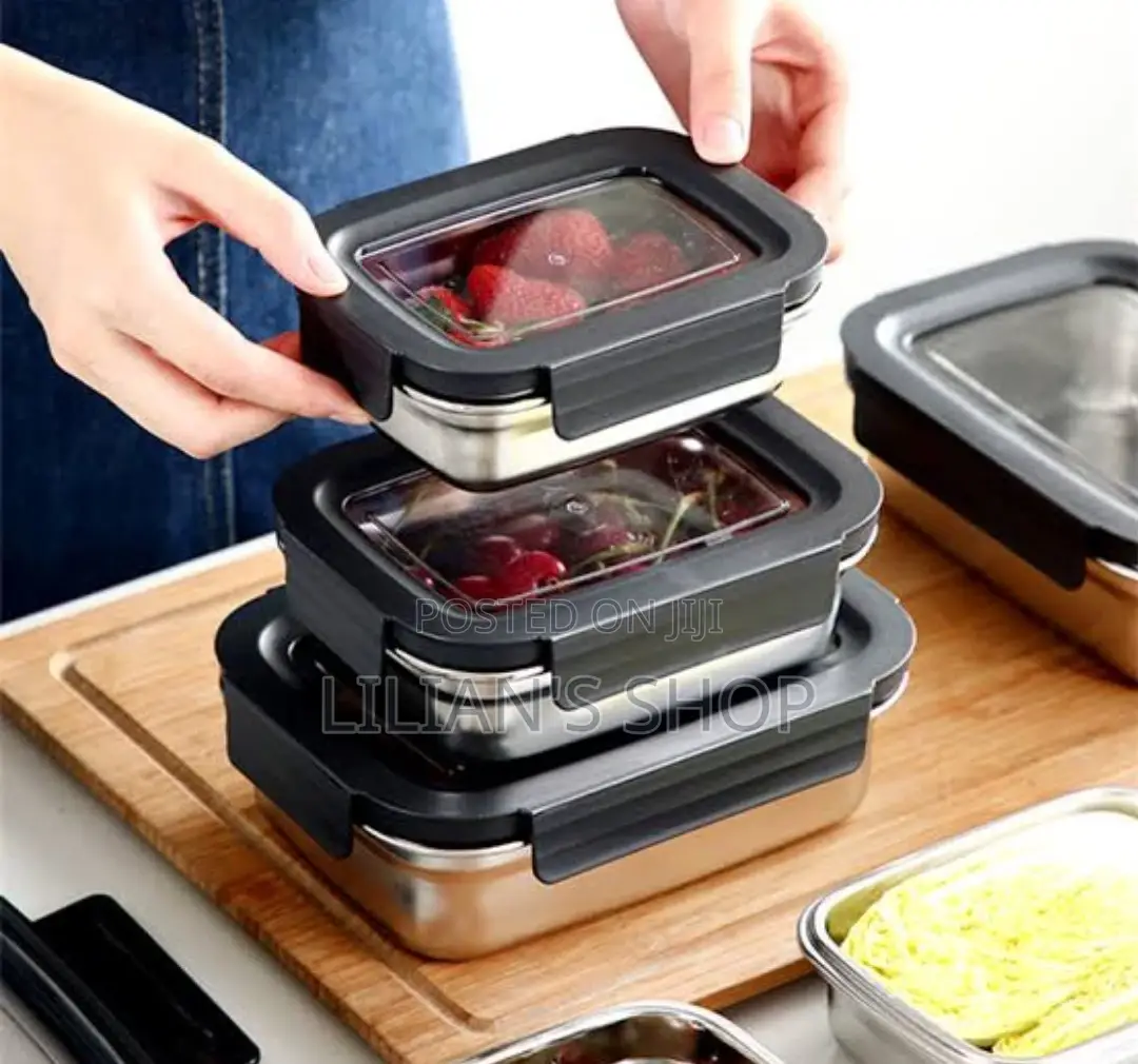 3pcs Stainless Steel Fridge Food Storage Container
