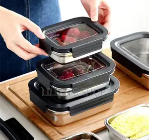 3pcs Stainless Steel Fridge Food Storage Container
