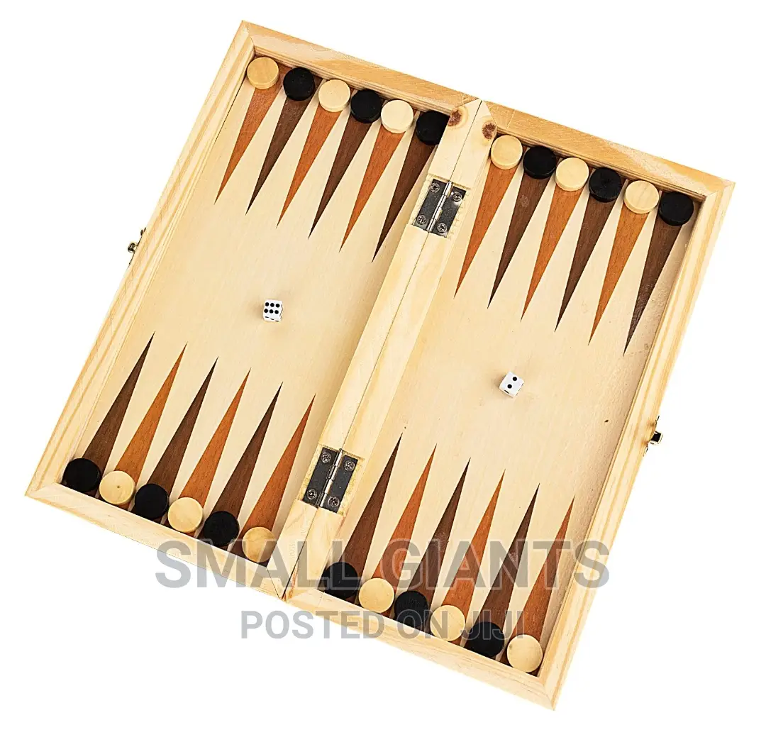 Foldable Chess Checkers Backgammon 3-in-1 Set