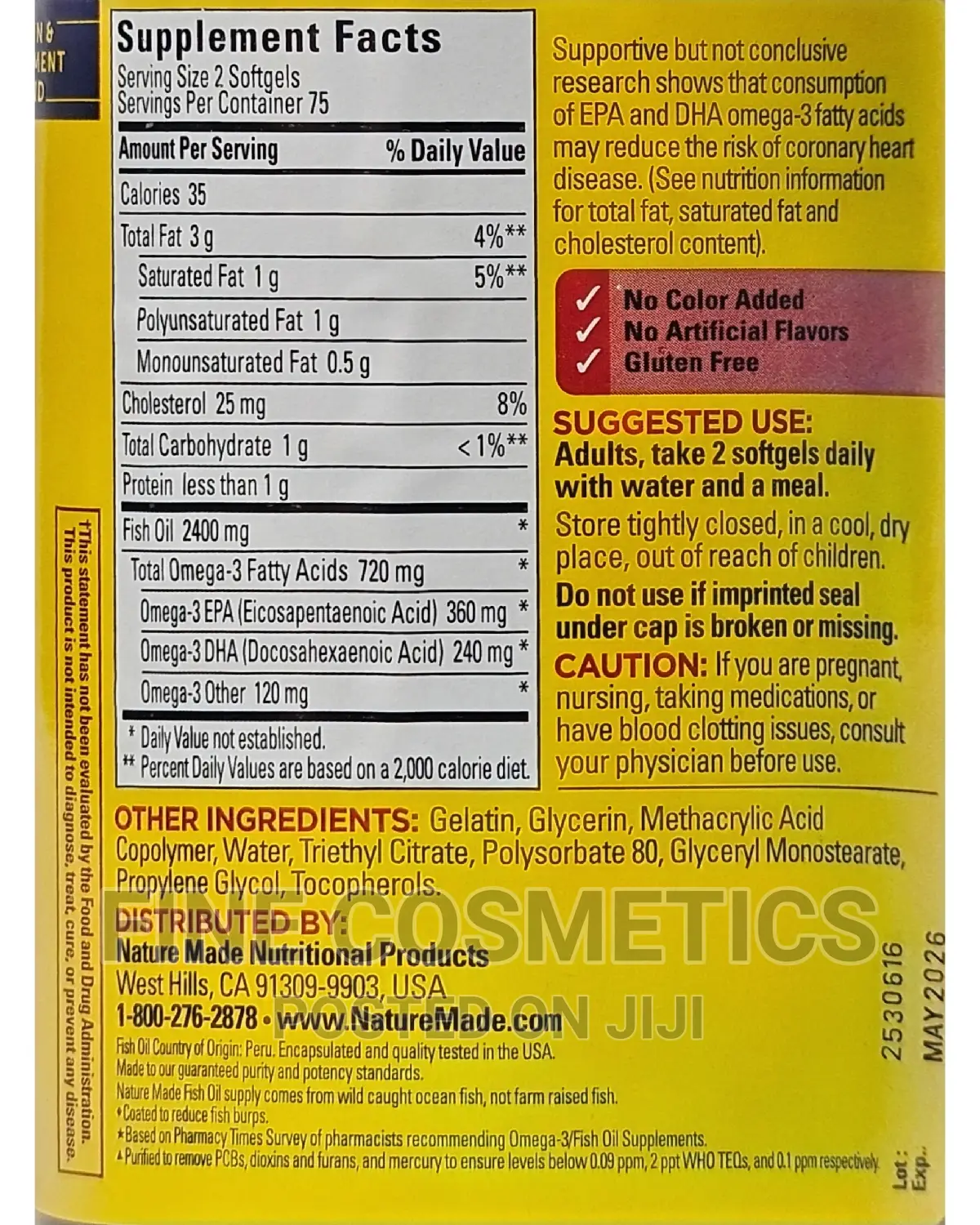 Nature Made Omega-3 Fish Oil for Healthy Heart. 150capsules