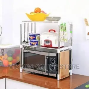Double Shelved Stainless Steel Microwave Stand