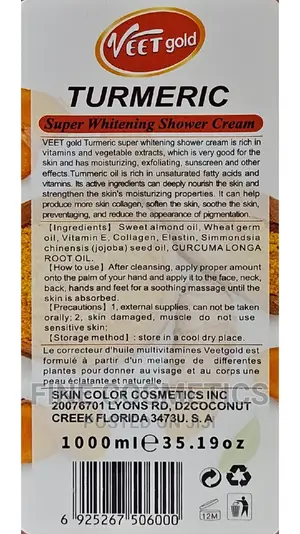 Veetgold Turmeric Super Whitening Shower Gel 7days Body Wash