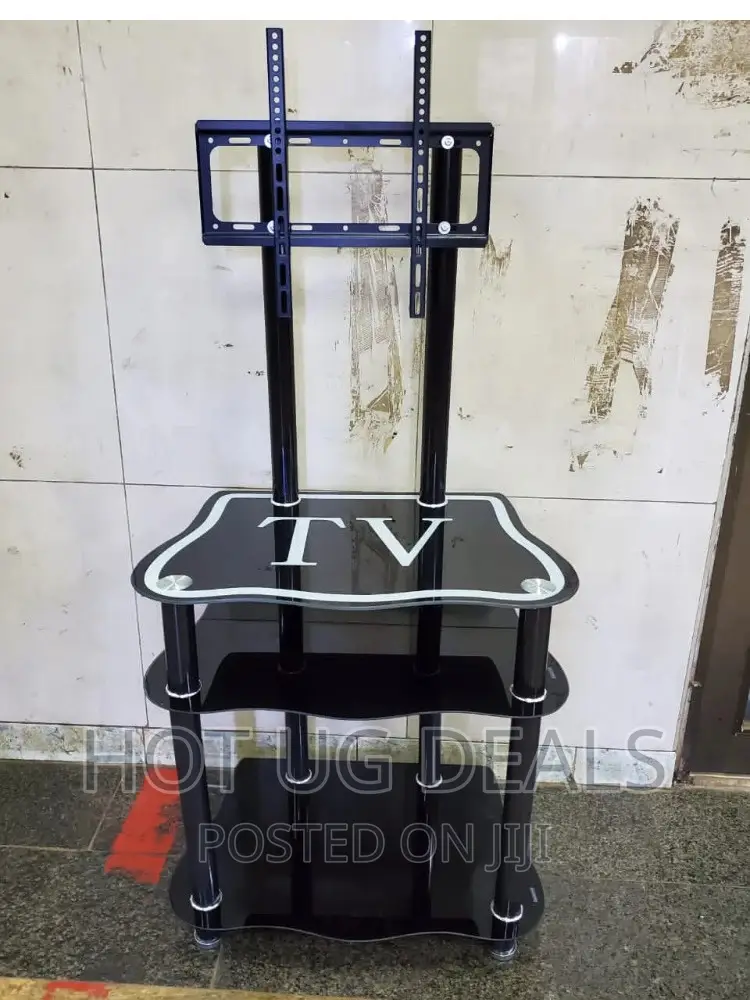 Glass TV Stand With Wall Mount - Black