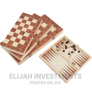 Foldable Chess Checkers Backgammon 3in1 Set