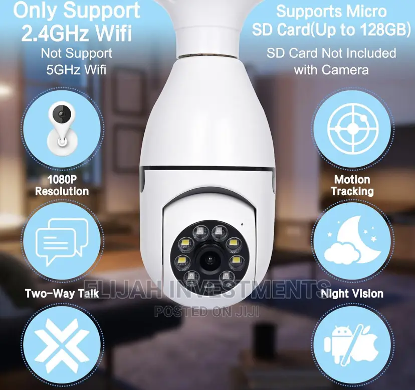 Wi-Fi Spy Camera 1080p IP Bulb Camera