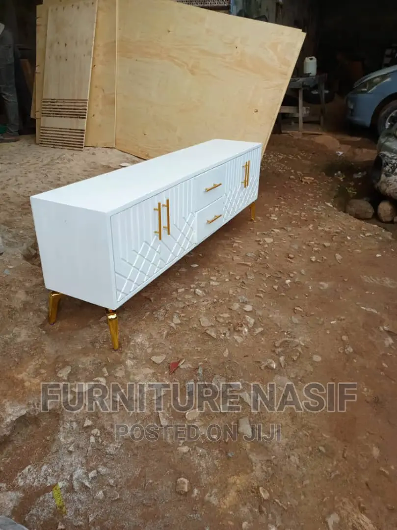 Tv Stand White and Gold