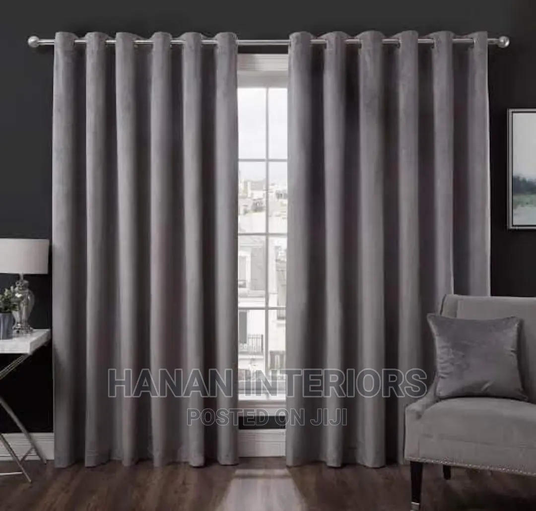 Gray Heavy Curtains With Nets