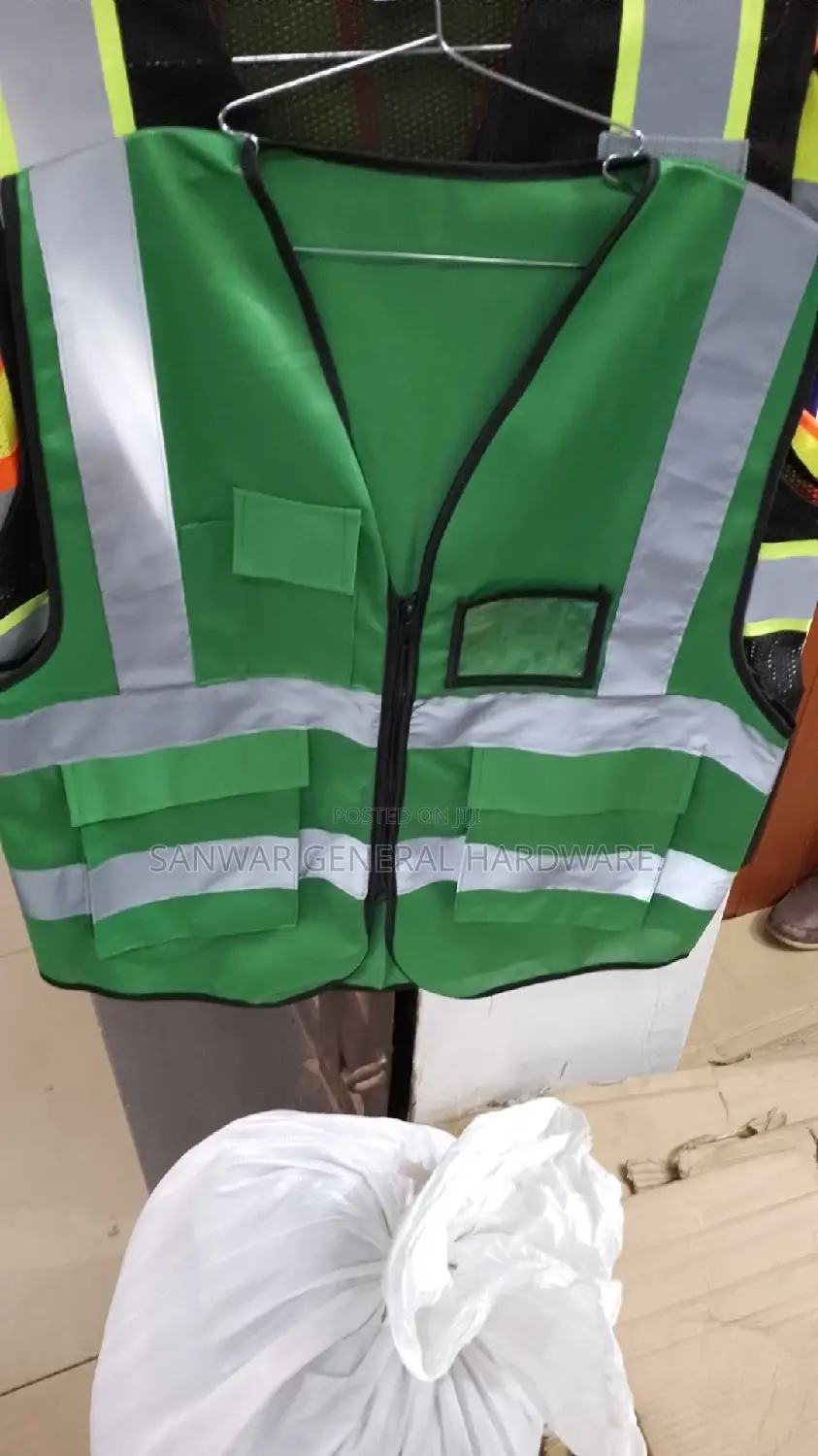 Green,Zip&Pocket Reflector Jackets