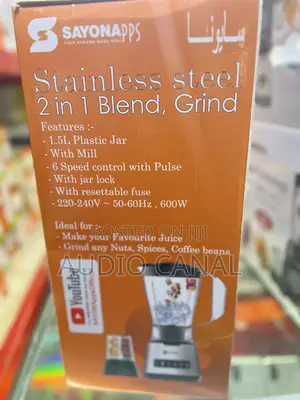 Sayona Stainless Unbreakable Steel 2in 1 Blender Grind