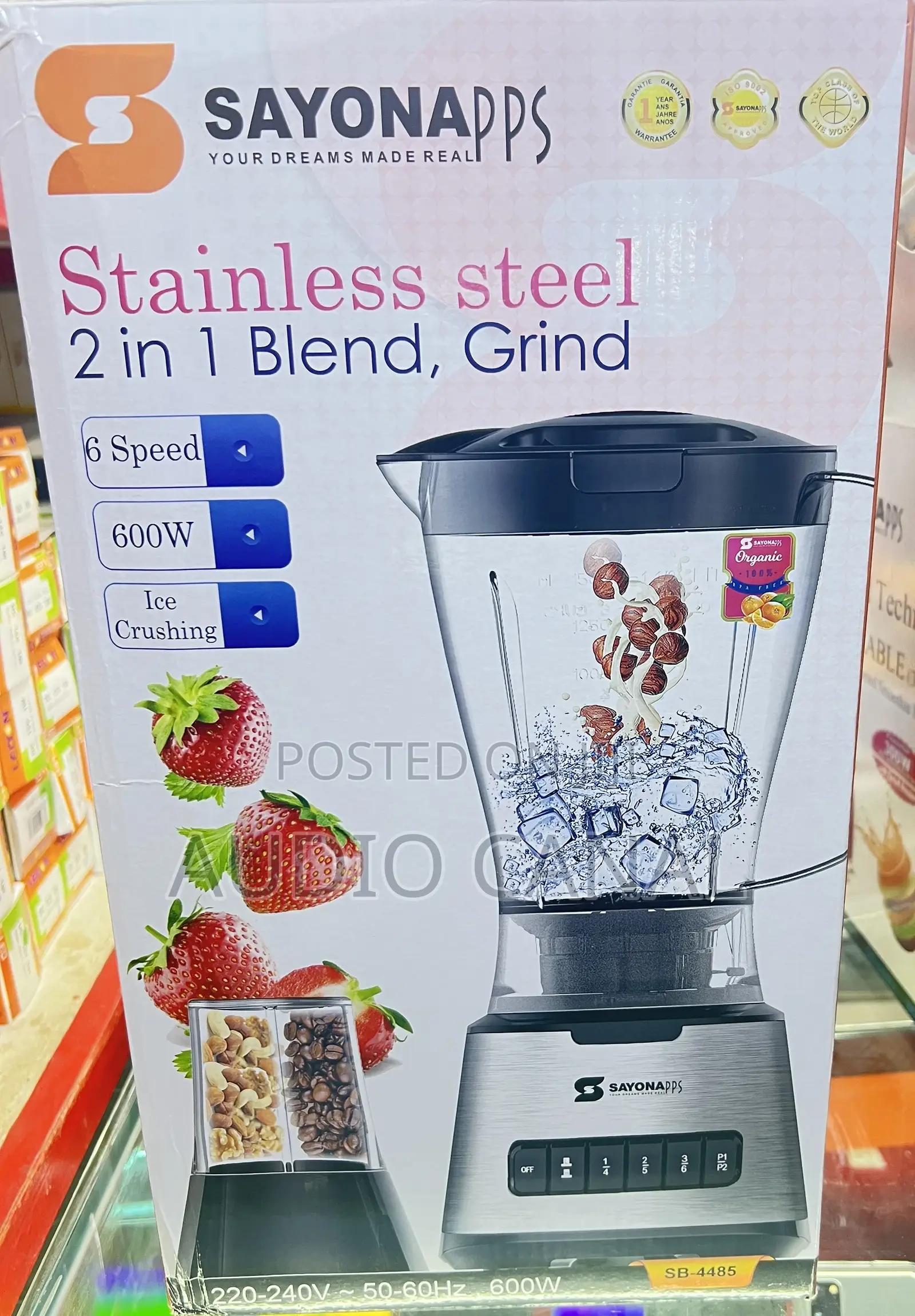 Sayona Stainless Unbreakable Steel 2in 1 Blender Grind