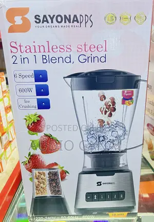 Sayona Stainless Unbreakable Steel 2in 1 Blender Grind