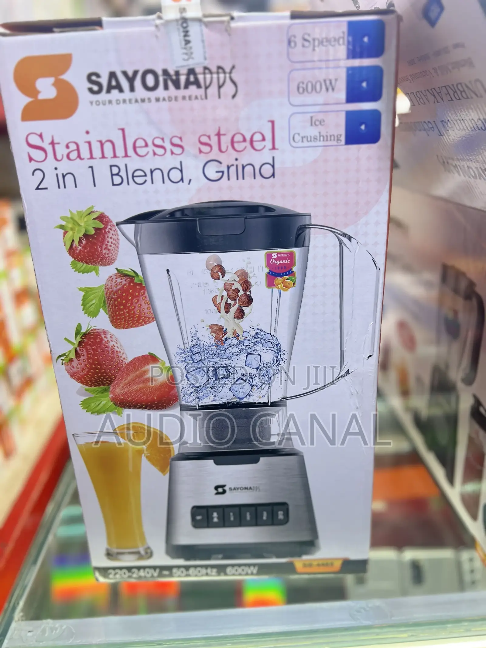 Sayona Stainless Unbreakable Steel 2in 1 Blender Grind