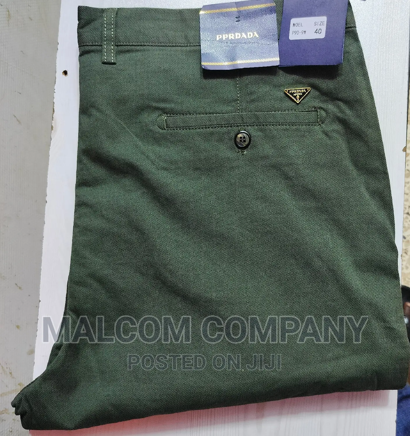 Soft Kaki Army Green Men Trousers