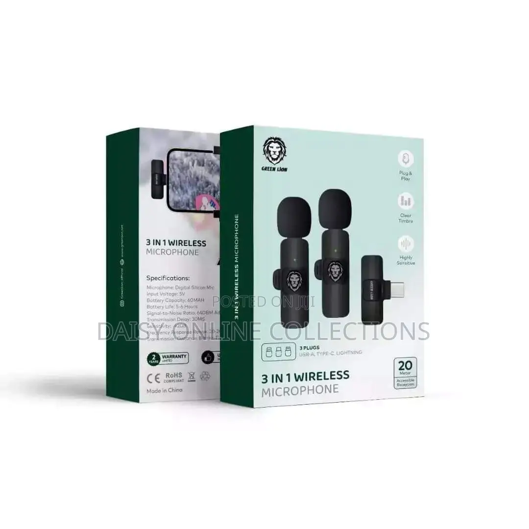 3 in 1 Green Lion Type C Wireless Microphone for Recording